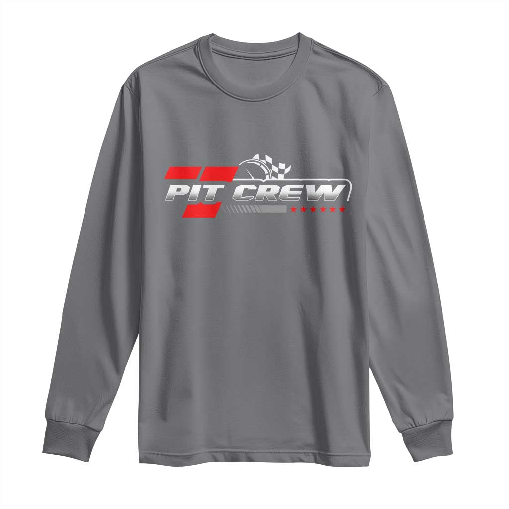Pit Crew Long Sleeve Shirt Family Racing Birthday Race Car TS10 Charcoal Print Your Wear