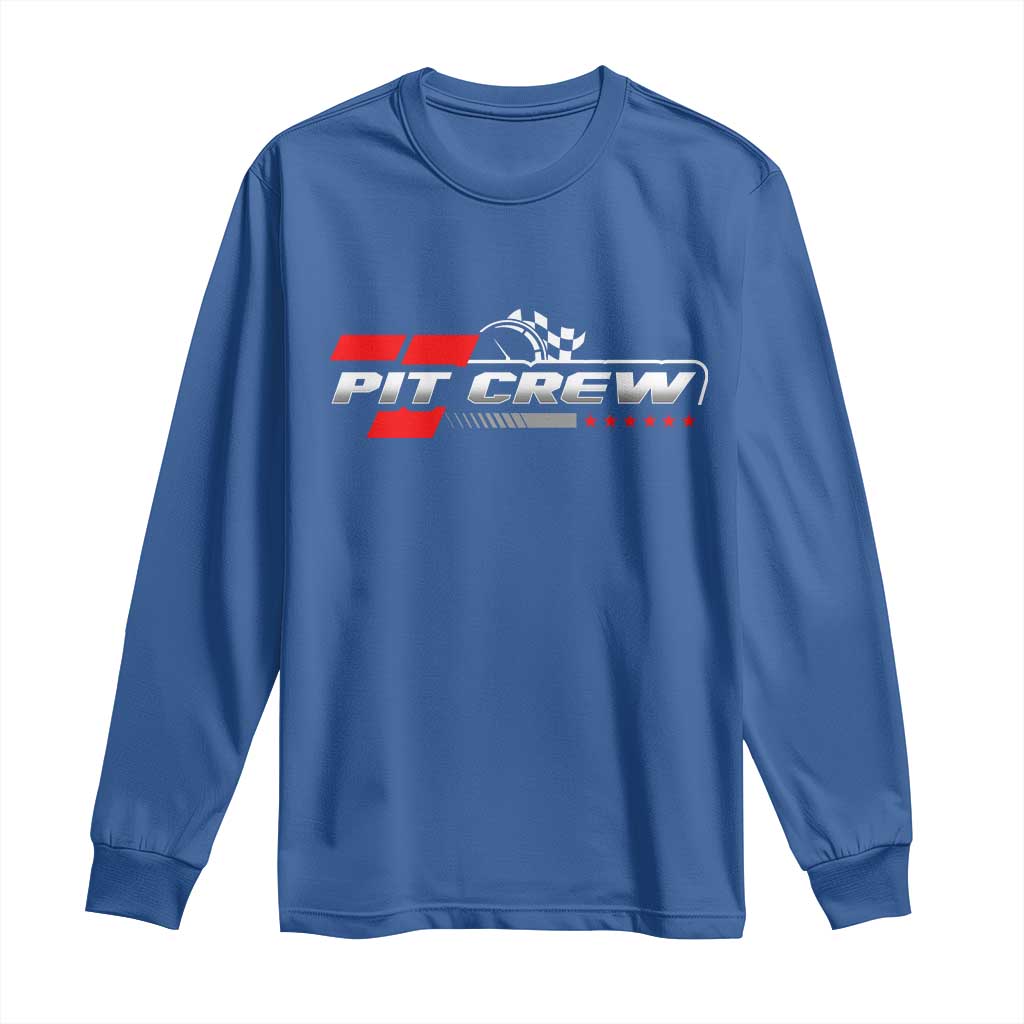 Pit Crew Long Sleeve Shirt Family Racing Birthday Race Car TS10 Royal Blue Print Your Wear