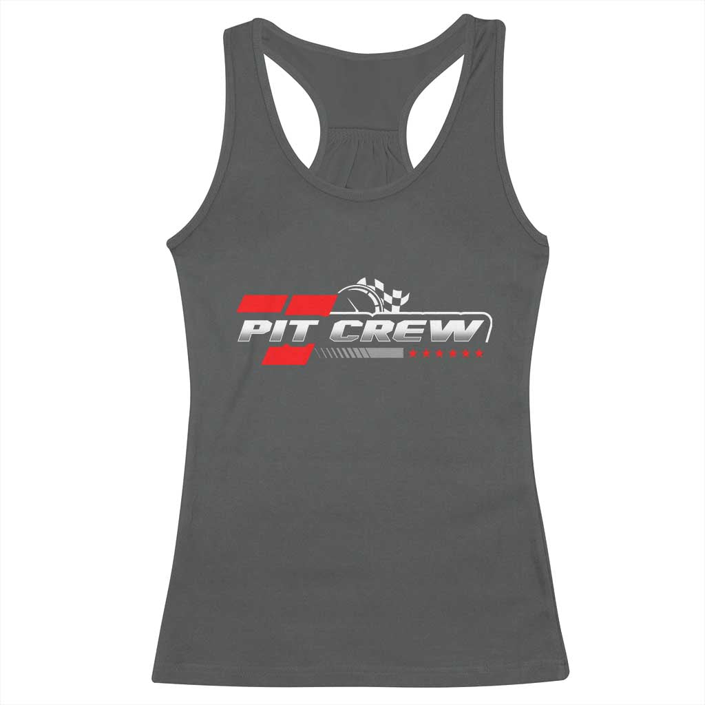 Pit Crew Racerback Tank Top Family Racing Birthday Race Car TS10 Dark Heather Print Your Wear