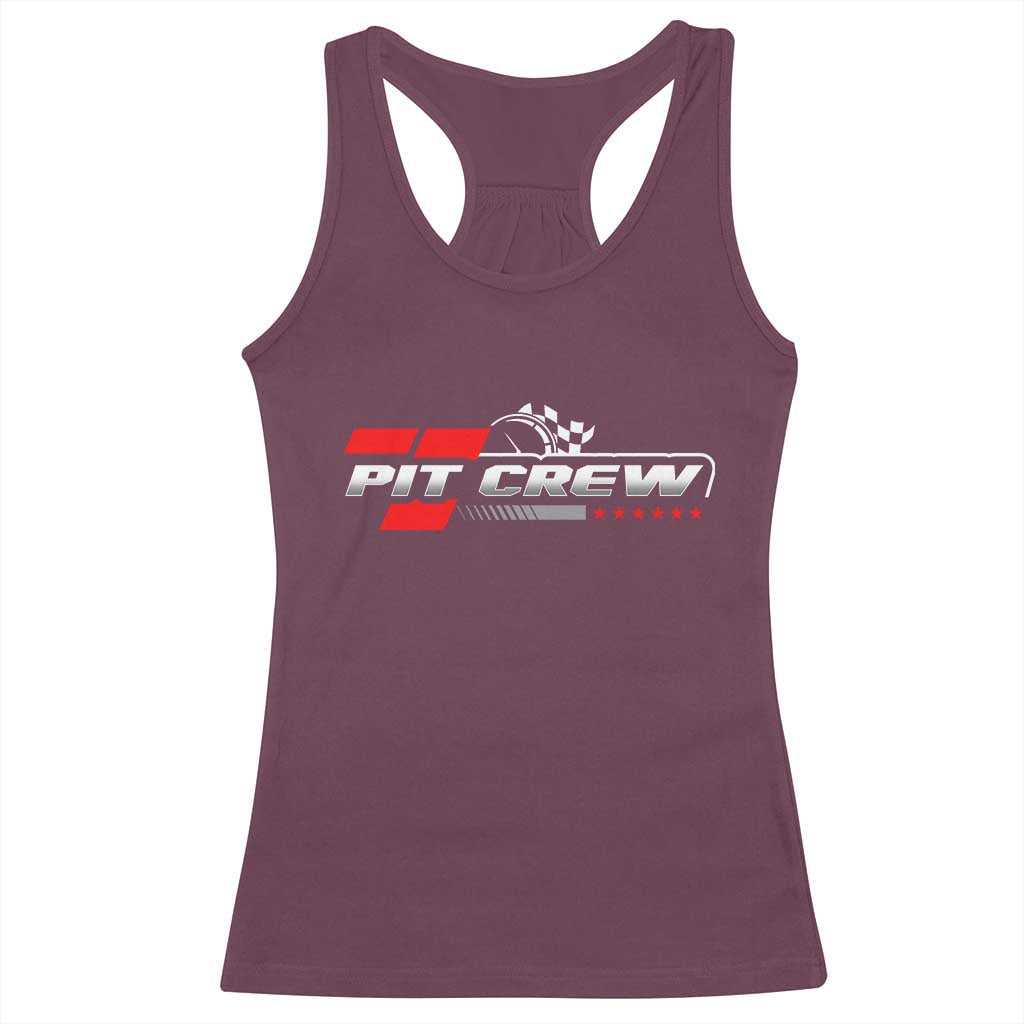 Pit Crew Racerback Tank Top Family Racing Birthday Race Car TS10 Maroon Print Your Wear