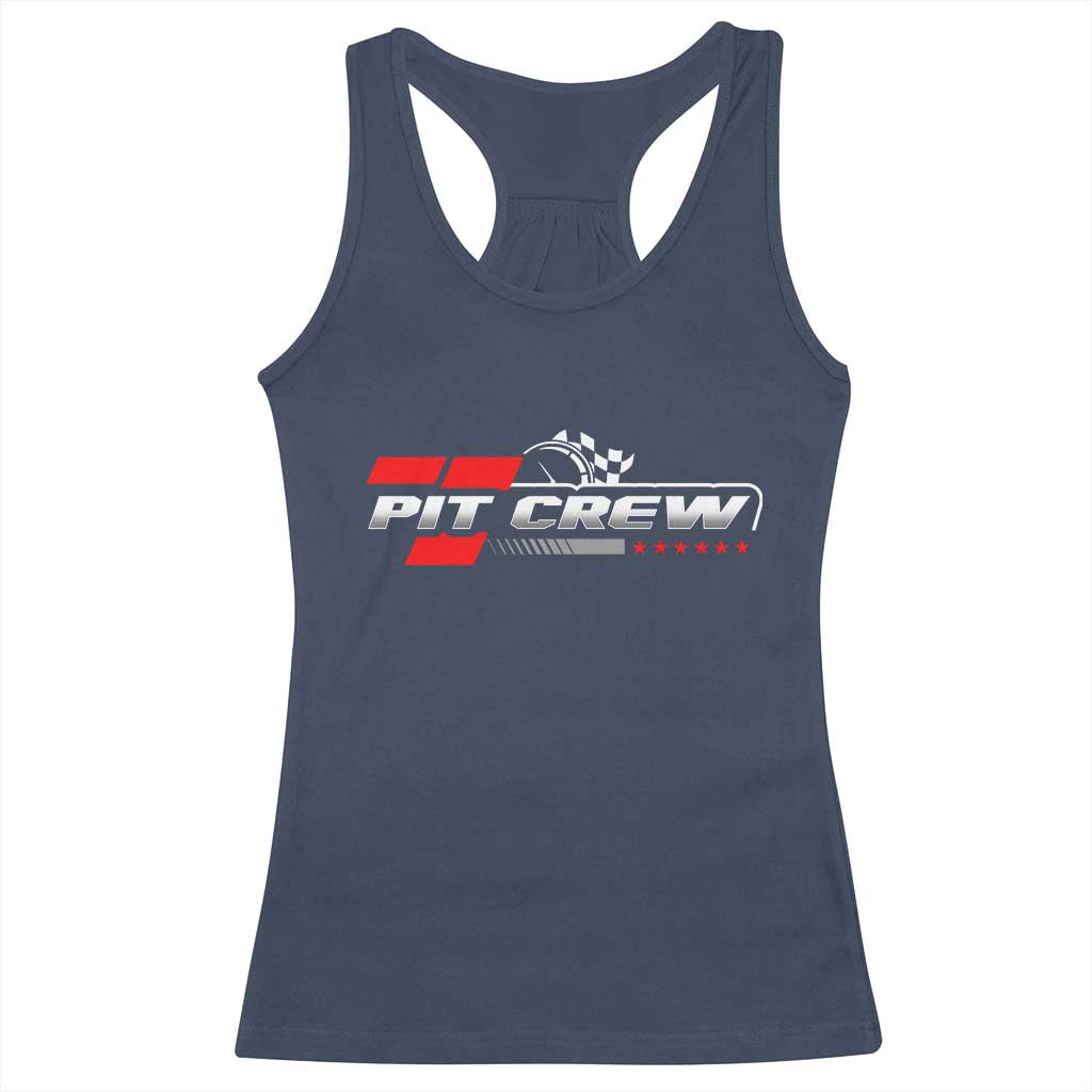 Pit Crew Racerback Tank Top Family Racing Birthday Race Car TS10 Navy Print Your Wear