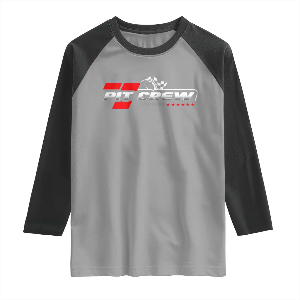 Pit Crew Raglan Shirt Family Racing Birthday Race Car TS10 Sport Gray Black Print Your Wear