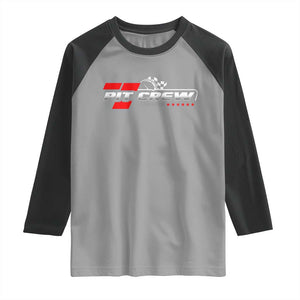 Pit Crew Raglan Shirt Family Racing Birthday Race Car TS10 Sport Gray Black Print Your Wear
