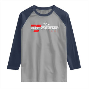 Pit Crew Raglan Shirt Family Racing Birthday Race Car TS10 Sport Gray Navy Print Your Wear
