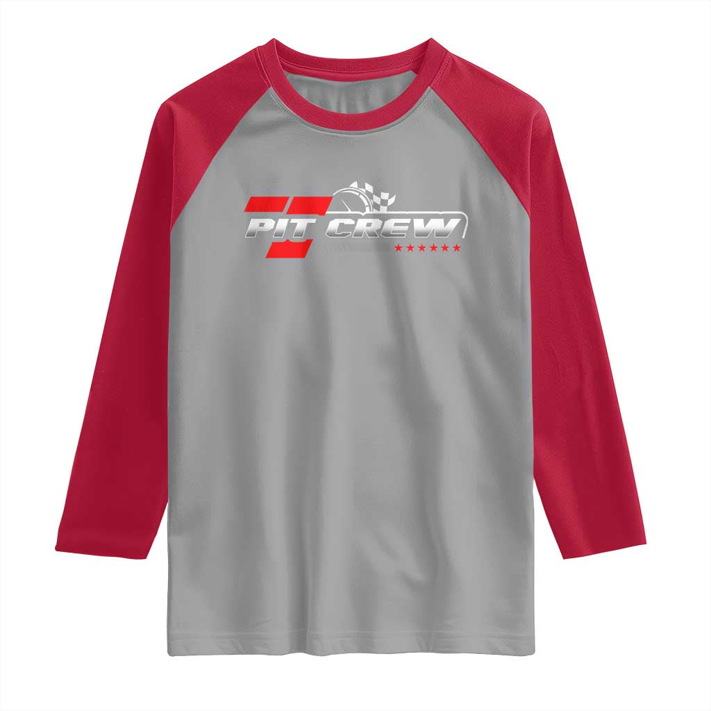 Pit Crew Raglan Shirt Family Racing Birthday Race Car TS10 Sport Gray Red Print Your Wear