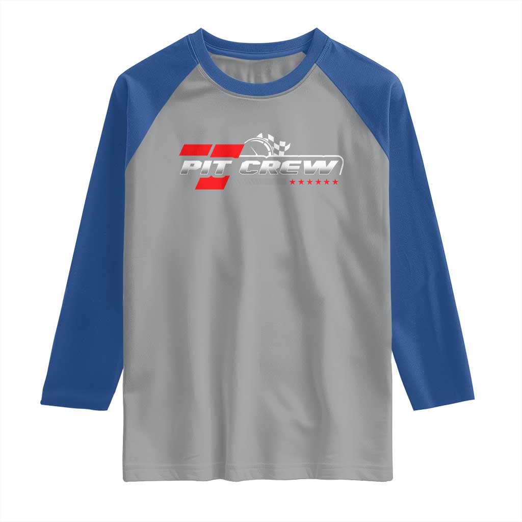 Pit Crew Raglan Shirt Family Racing Birthday Race Car TS10 Sport Gray Royal Print Your Wear
