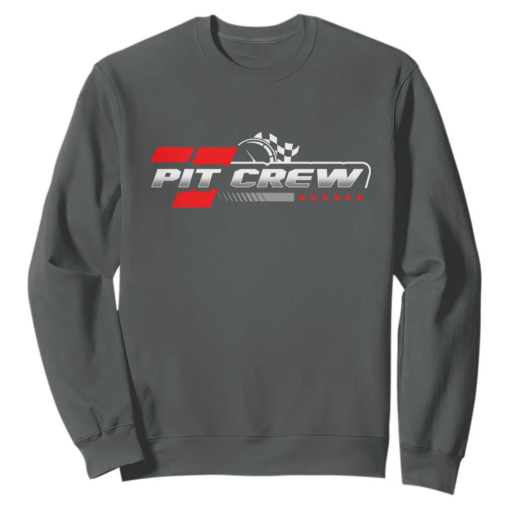Pit Crew Sweatshirt Family Racing Birthday Race Car TS10 Dark Heather Print Your Wear