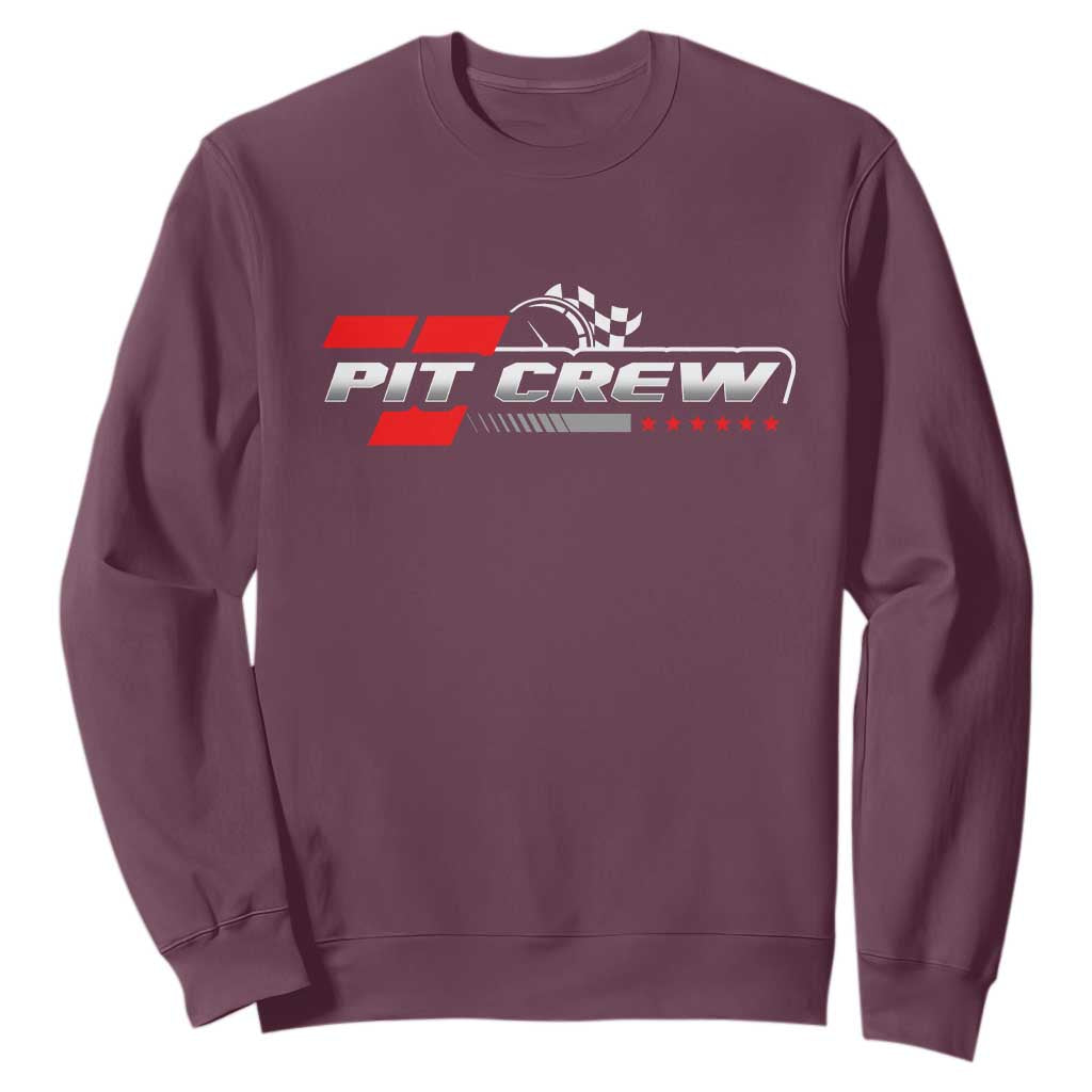 Pit Crew Sweatshirt Family Racing Birthday Race Car TS10 Maroon Print Your Wear