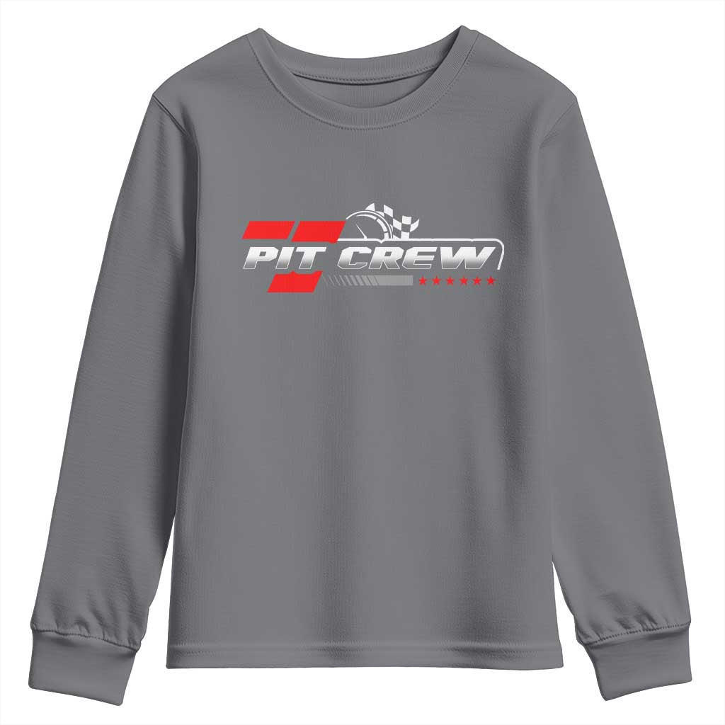 Pit Crew Youth Sweatshirt Family Racing Birthday Race Car TS10 Charcoal Print Your Wear