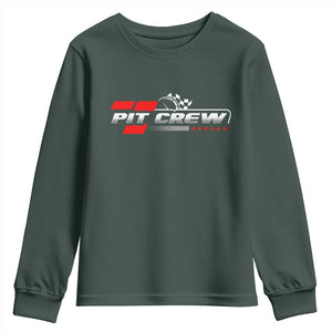 Pit Crew Youth Sweatshirt Family Racing Birthday Race Car TS10 Dark Forest Green Print Your Wear