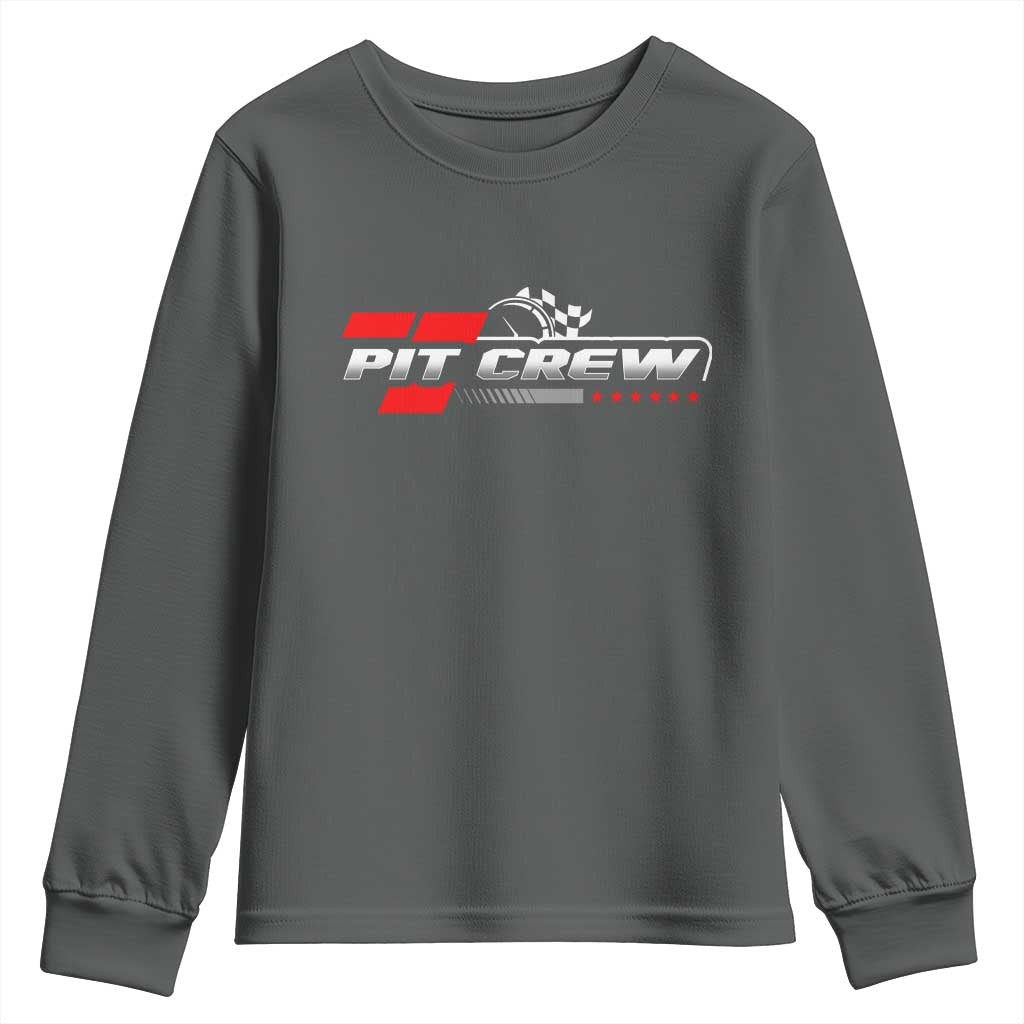 Pit Crew Youth Sweatshirt Family Racing Birthday Race Car TS10 Dark Heather Print Your Wear
