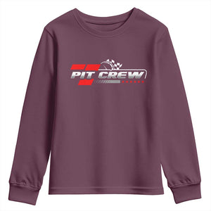 Pit Crew Youth Sweatshirt Family Racing Birthday Race Car TS10 Maroon Print Your Wear