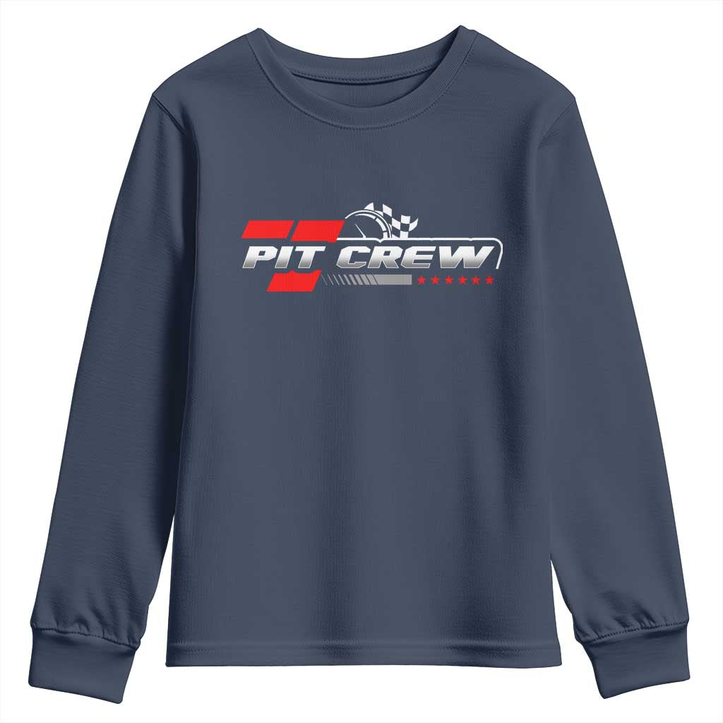 Pit Crew Youth Sweatshirt Family Racing Birthday Race Car TS10 Navy Print Your Wear