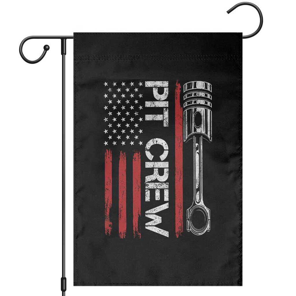 Pit Crew Garden Flag Racing Race Car American Flag TS10 Black Print Your Wear