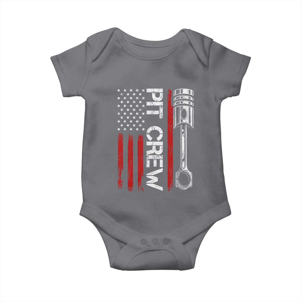 Pit Crew Baby Onesie Racing Race Car American Flag TS10 Charcoal Print Your Wear