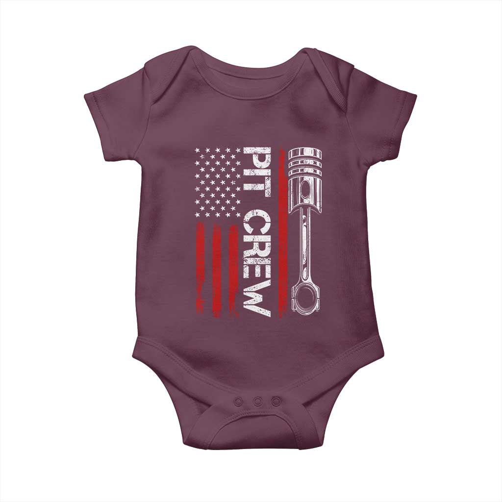 Pit Crew Baby Onesie Racing Race Car American Flag TS10 Maroon Print Your Wear