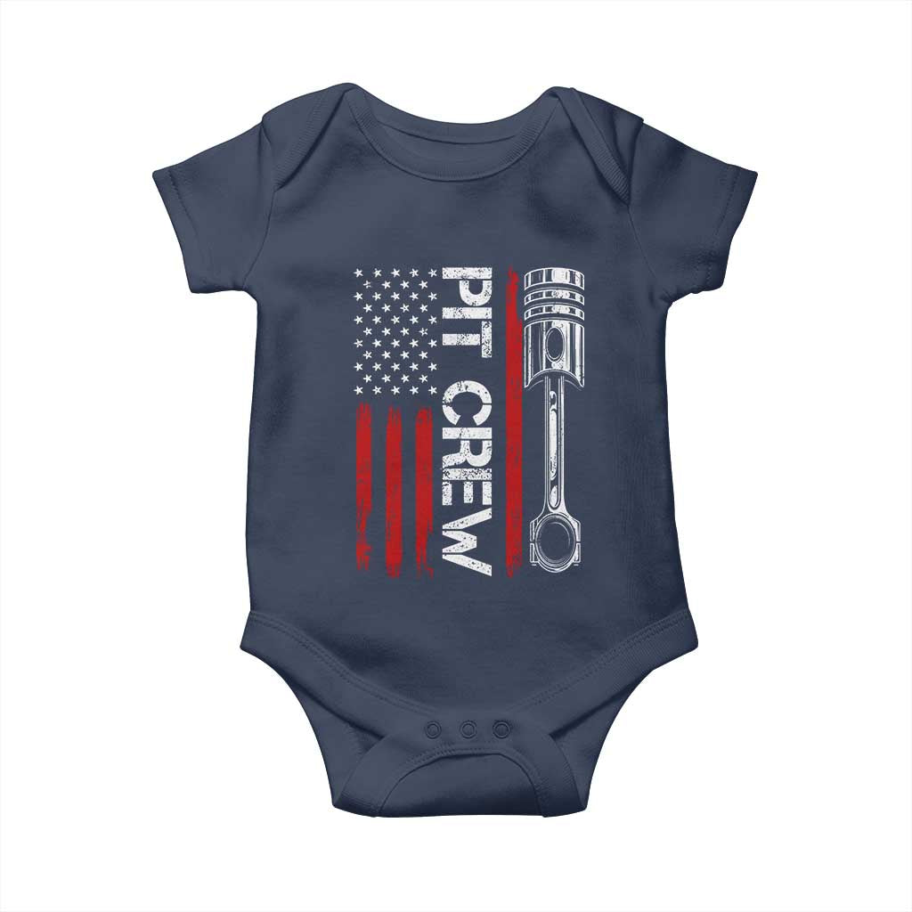 Pit Crew Baby Onesie Racing Race Car American Flag TS10 Navy Print Your Wear
