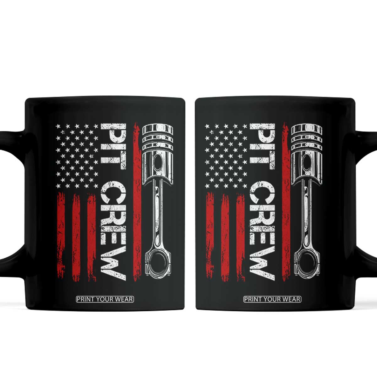 Pit Crew Coffee Mug Racing Race Car American Flag TS10 Black Print Your Wear