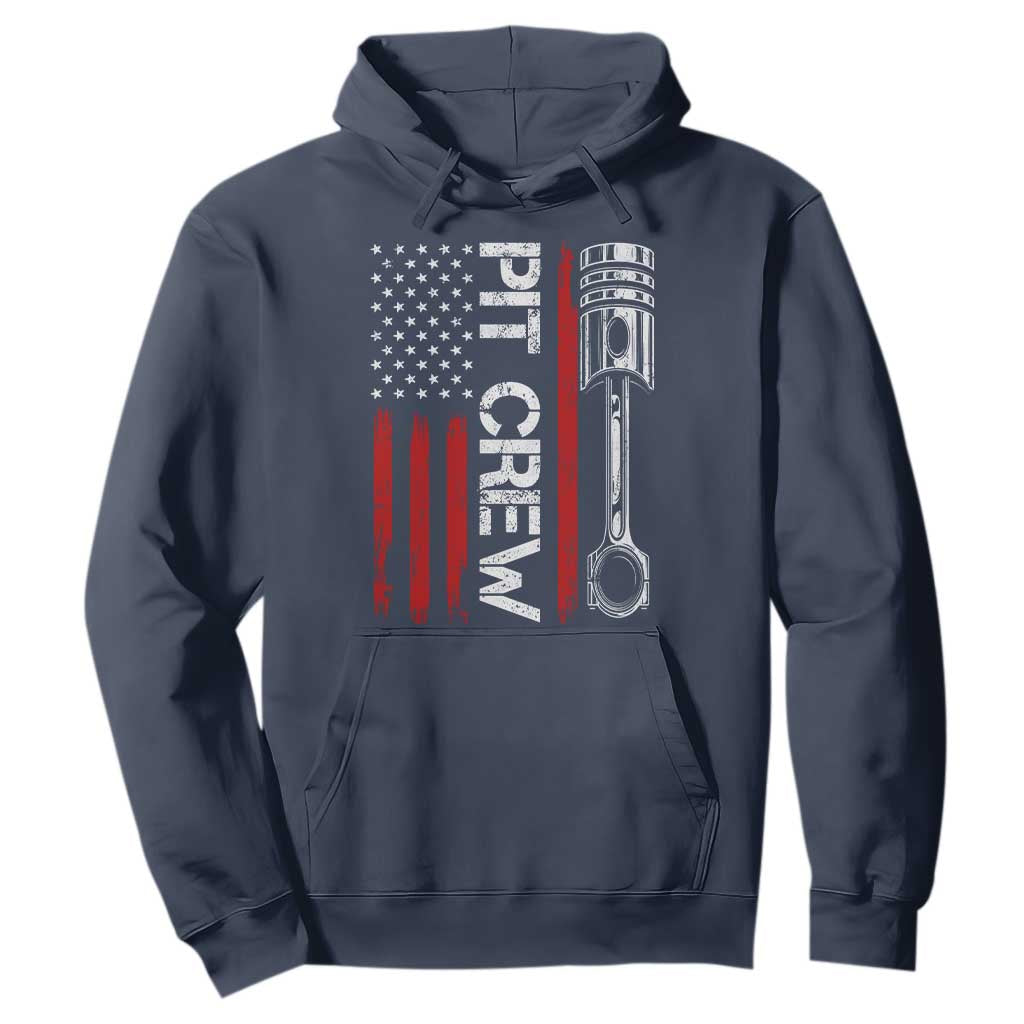 Pit Crew Hoodie Racing Race Car American Flag TS10 Navy Print Your Wear