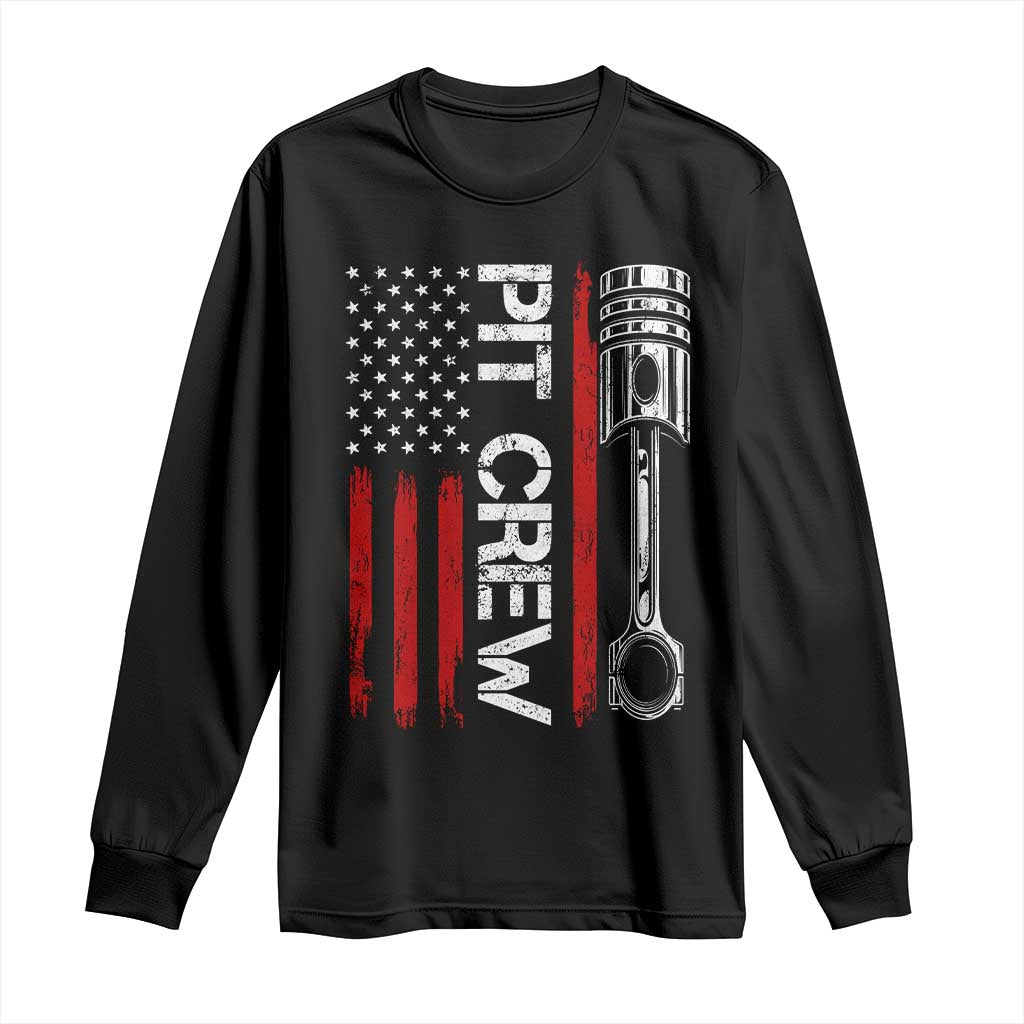 Pit Crew Long Sleeve Shirt Racing Race Car American Flag TS10 Black Print Your Wear