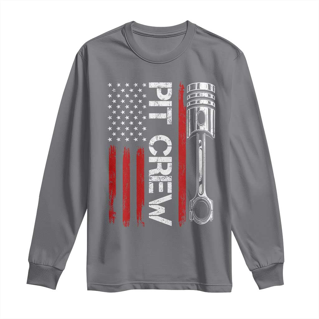 Pit Crew Long Sleeve Shirt Racing Race Car American Flag TS10 Charcoal Print Your Wear