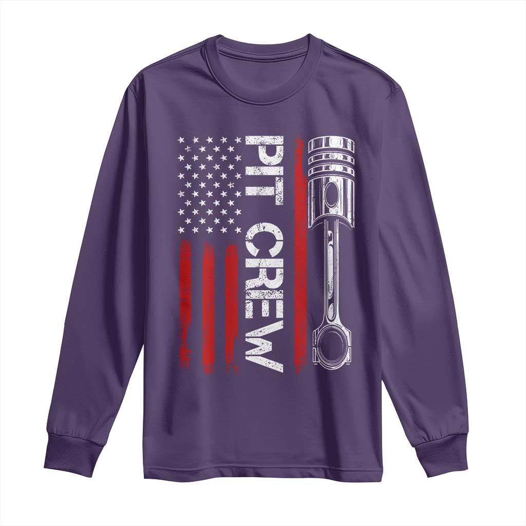 Pit Crew Long Sleeve Shirt Racing Race Car American Flag TS10 Purple Print Your Wear