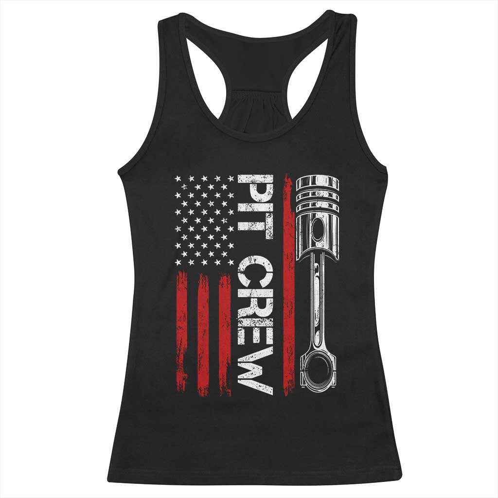 Pit Crew Racerback Tank Top Racing Race Car American Flag TS10 Black Print Your Wear