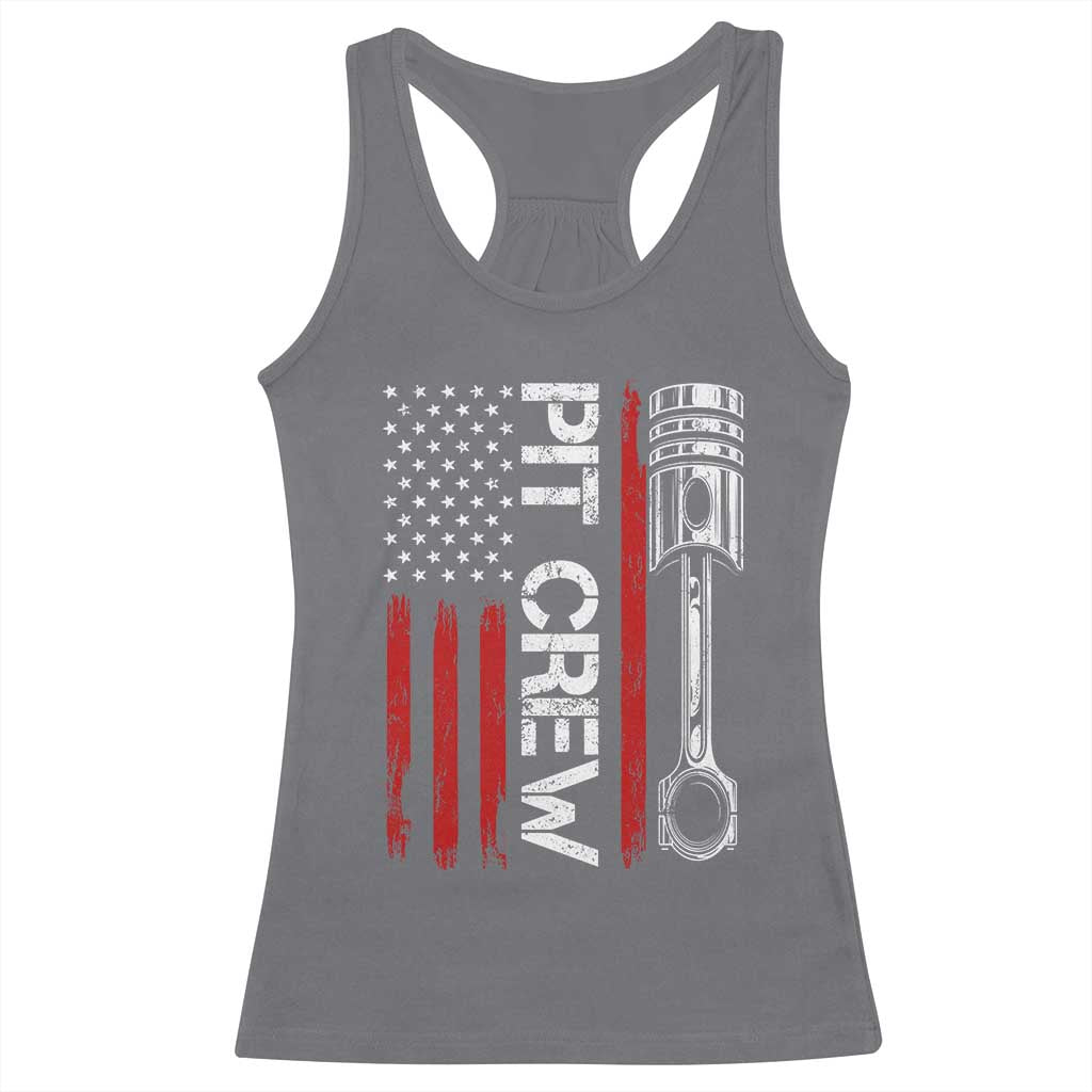 Pit Crew Racerback Tank Top Racing Race Car American Flag TS10 Charcoal Print Your Wear