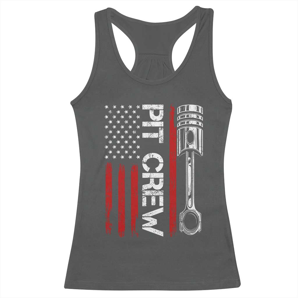 Pit Crew Racerback Tank Top Racing Race Car American Flag TS10 Dark Heather Print Your Wear