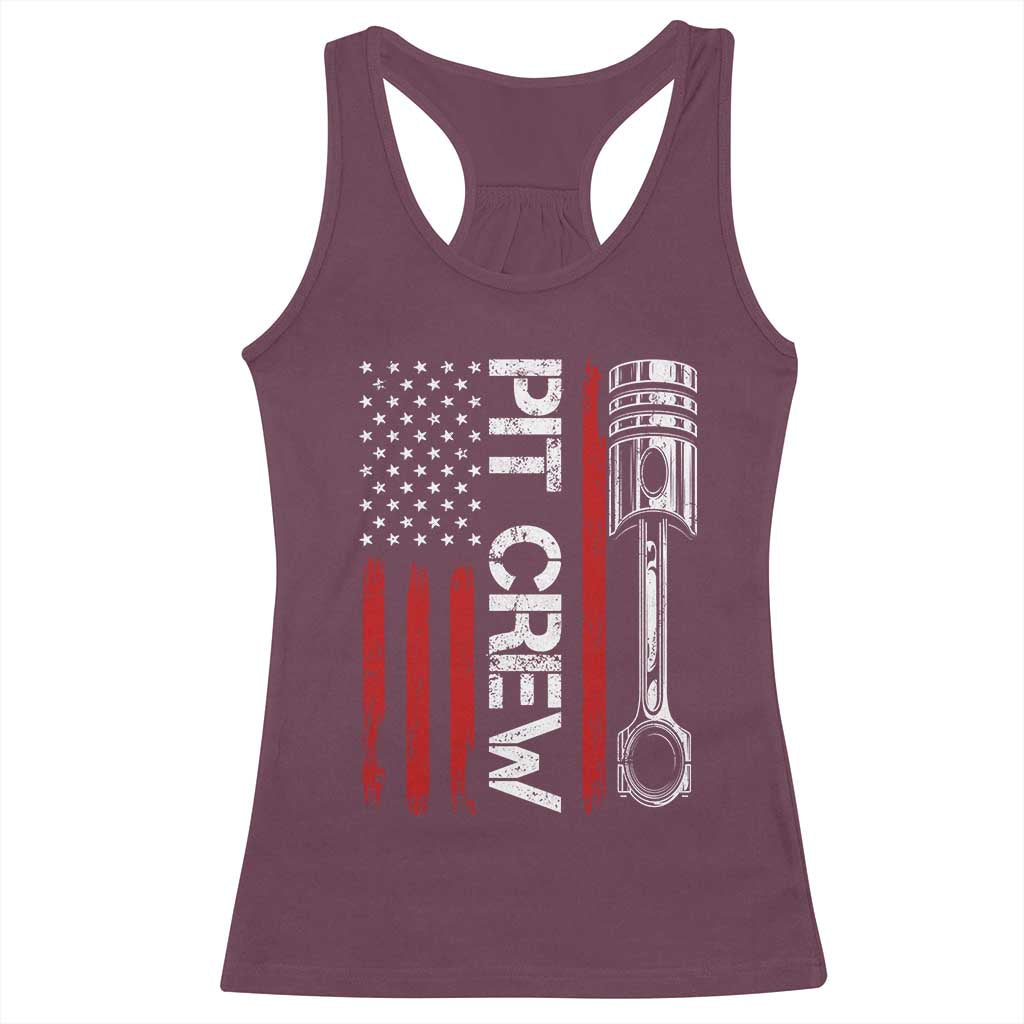 Pit Crew Racerback Tank Top Racing Race Car American Flag TS10 Maroon Print Your Wear