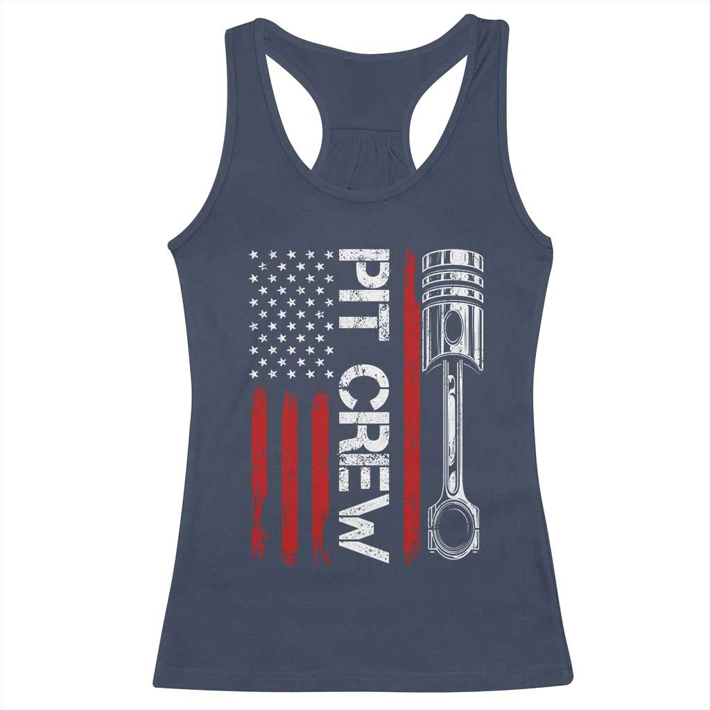 Pit Crew Racerback Tank Top Racing Race Car American Flag TS10 Navy Print Your Wear