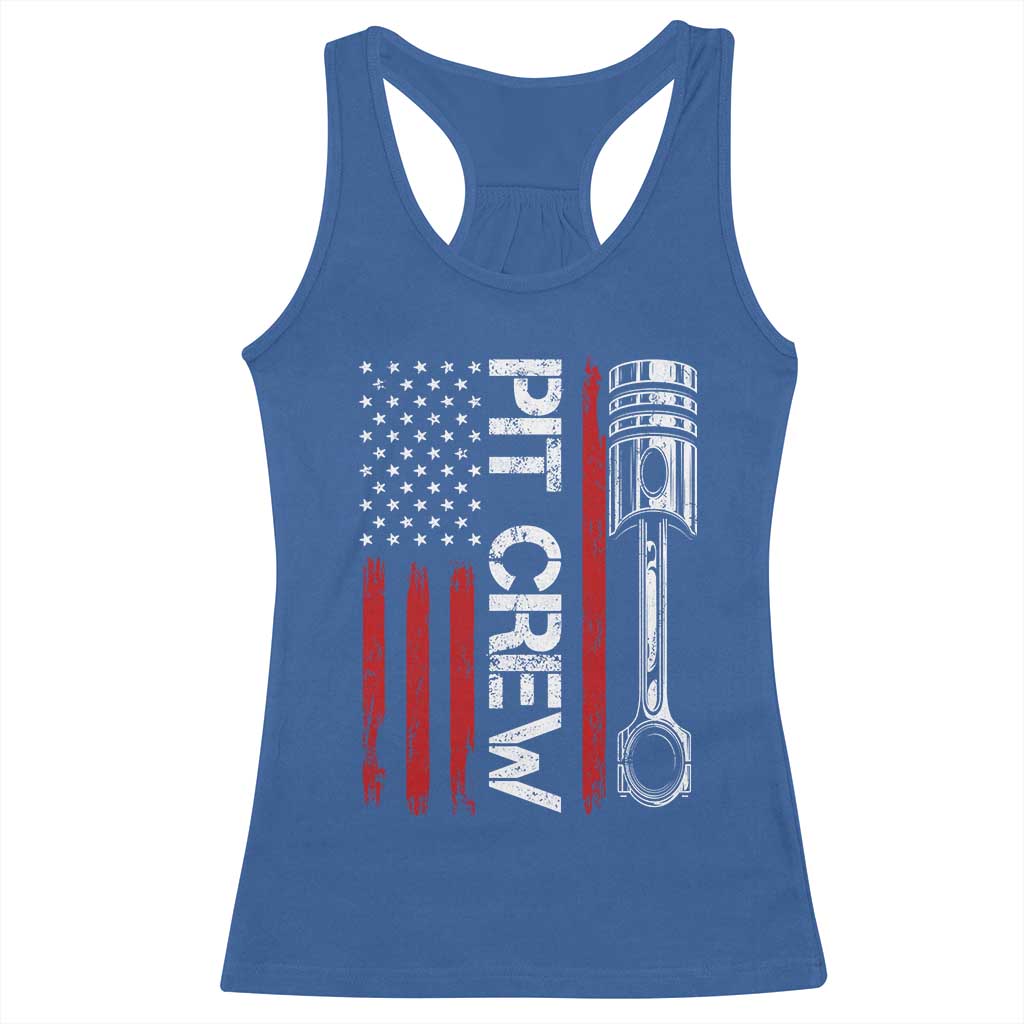 Pit Crew Racerback Tank Top Racing Race Car American Flag TS10 Royal Blue Print Your Wear