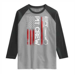 Pit Crew Raglan Shirt Racing Race Car American Flag TS10 Sport Gray Black Print Your Wear