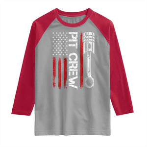 Pit Crew Raglan Shirt Racing Race Car American Flag TS10 Sport Gray Red Print Your Wear