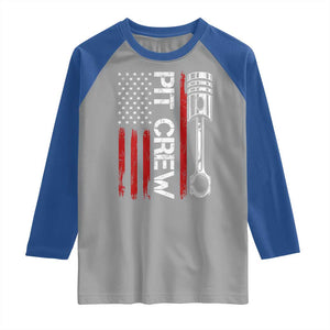 Pit Crew Raglan Shirt Racing Race Car American Flag TS10 Sport Gray Royal Print Your Wear