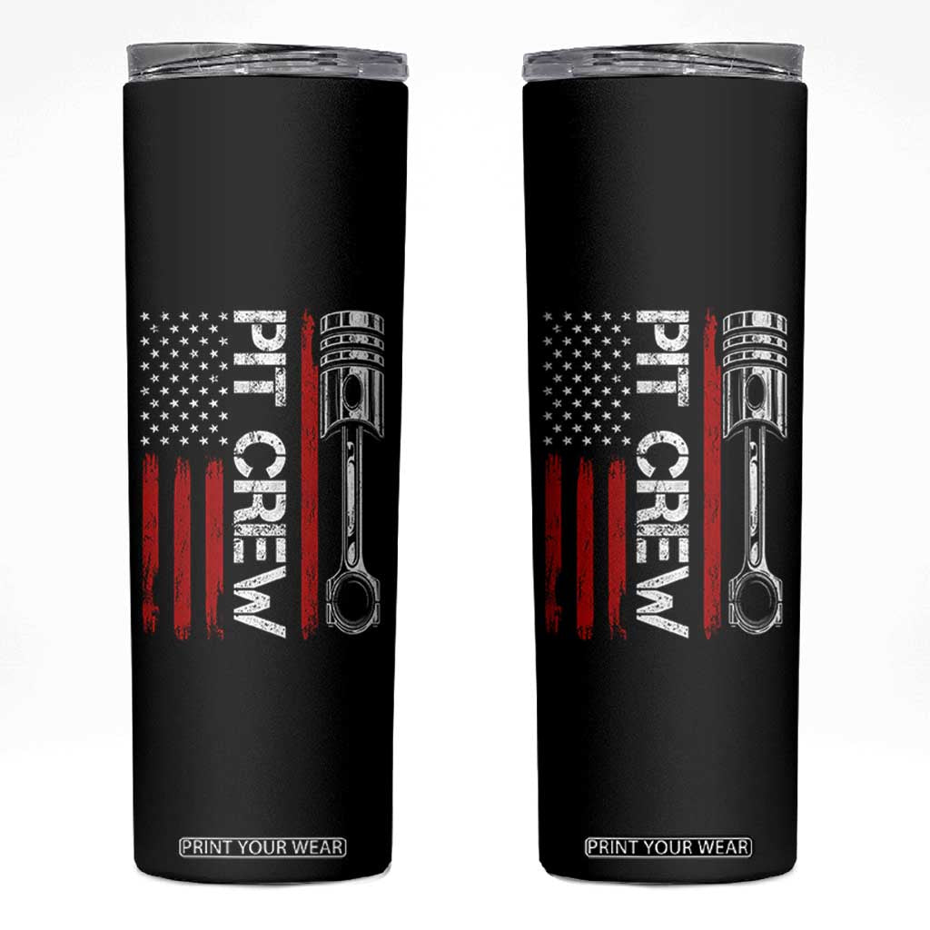 Pit Crew Skinny Tumbler Racing Race Car American Flag TS10 Black Print Your Wear