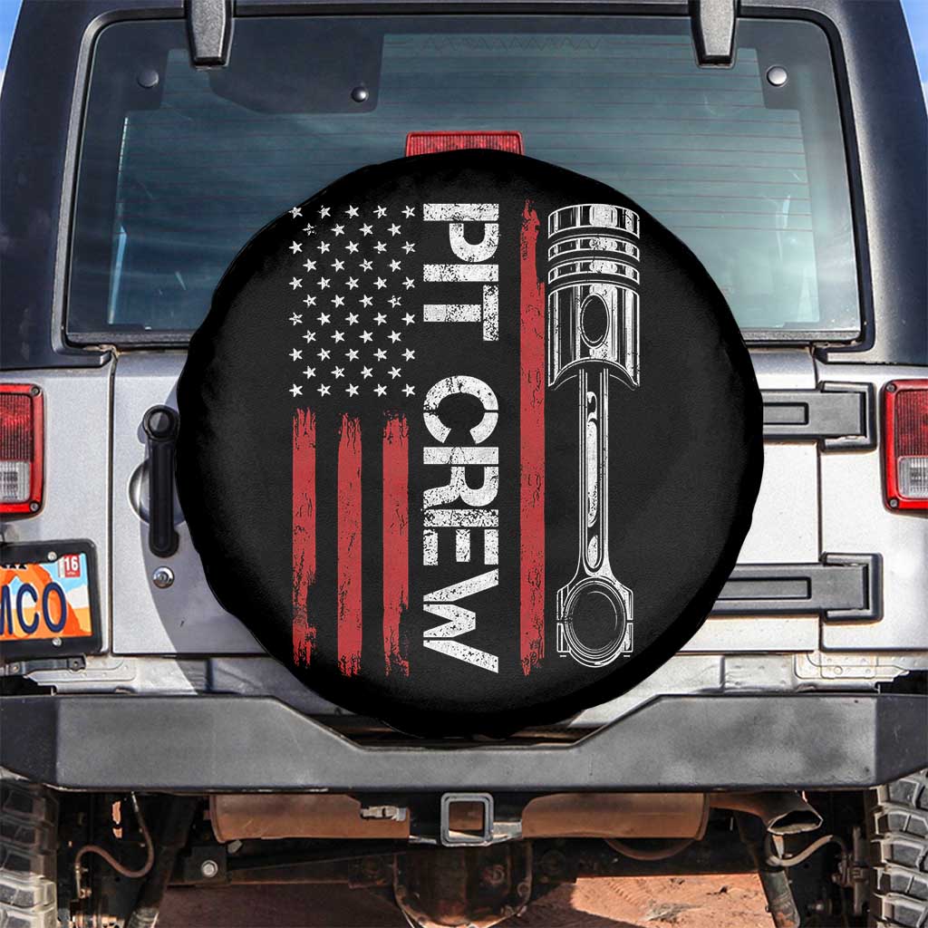 Pit Crew Spare Tire Cover Racing Race Car American Flag TS10 No hole Black Print Your Wear