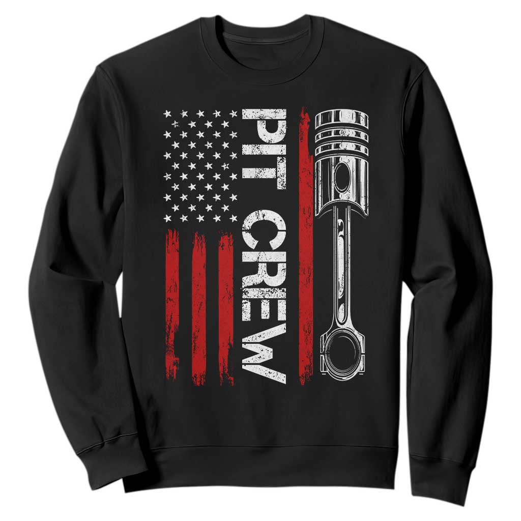 Pit Crew Sweatshirt Racing Race Car American Flag TS10 Black Print Your Wear