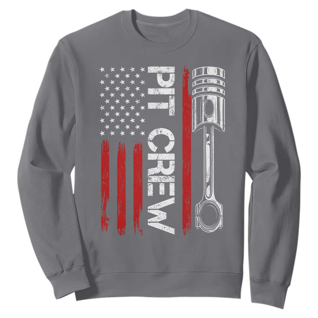 Pit Crew Sweatshirt Racing Race Car American Flag TS10 Charcoal Print Your Wear