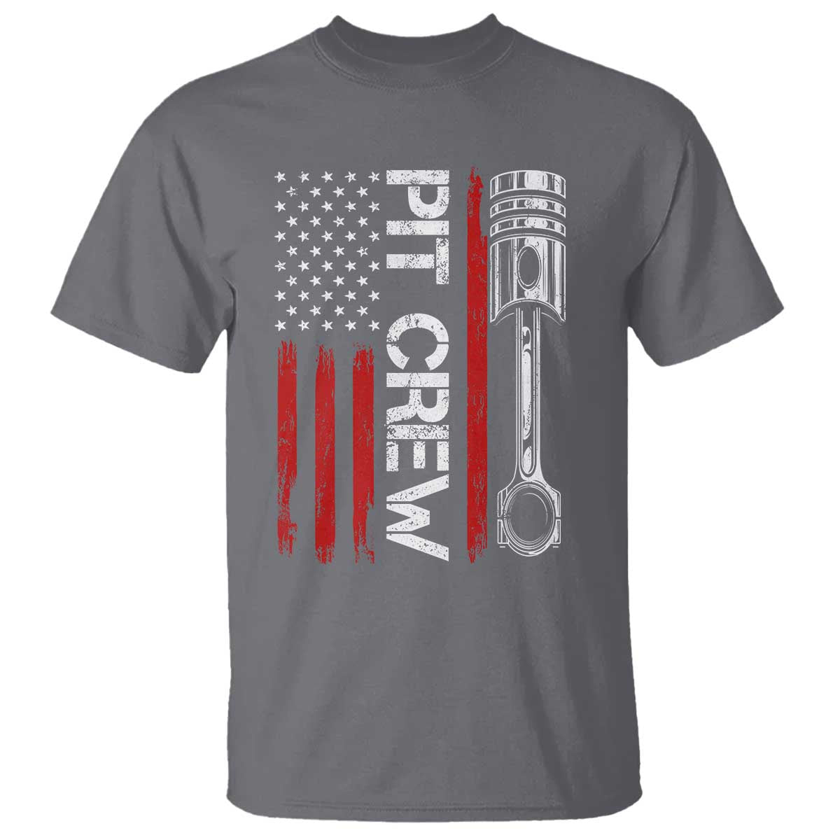 Pit Crew T Shirt Racing Race Car American Flag TS10 Charcoal Print Your Wear