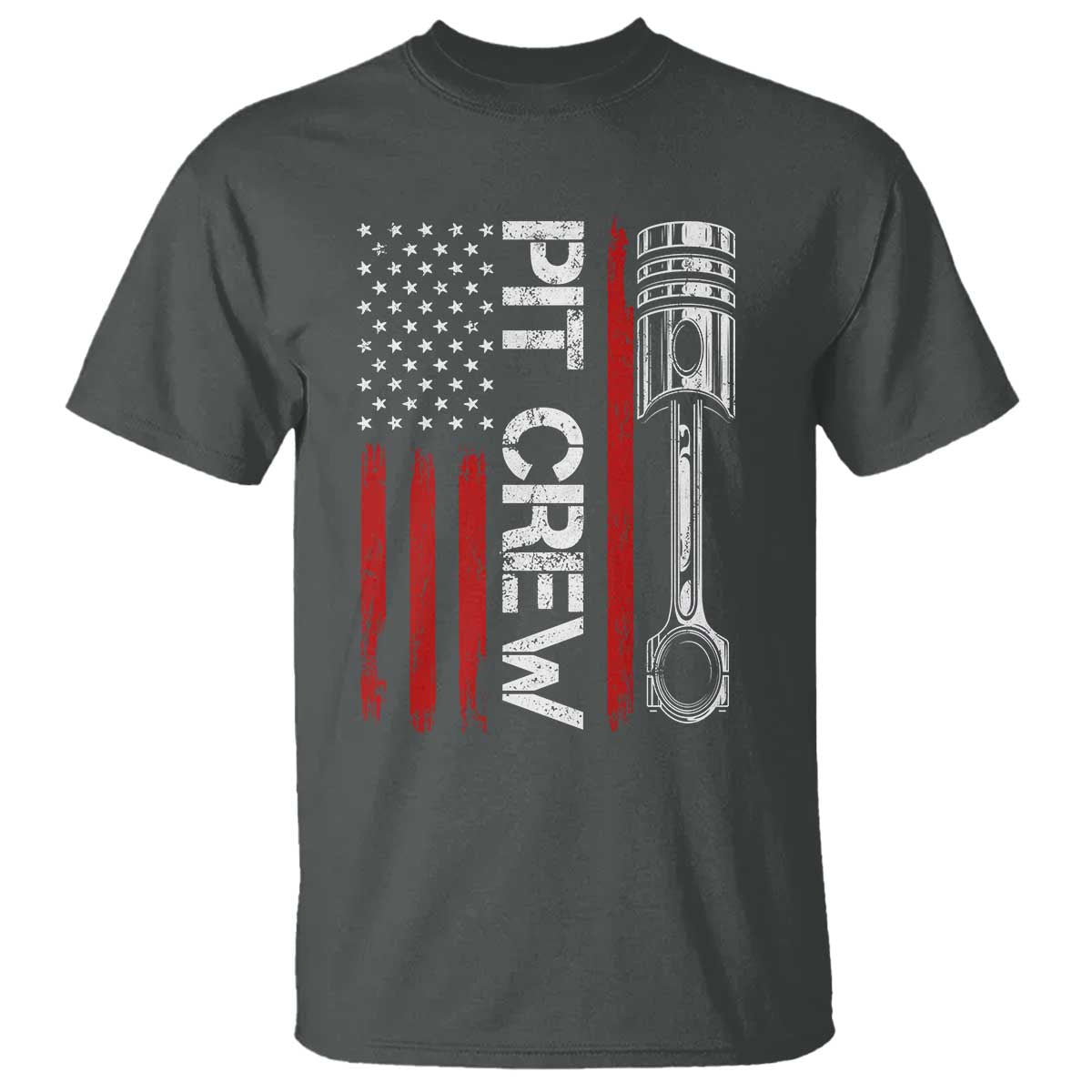 Pit Crew T Shirt Racing Race Car American Flag TS10 Dark Heather Print Your Wear