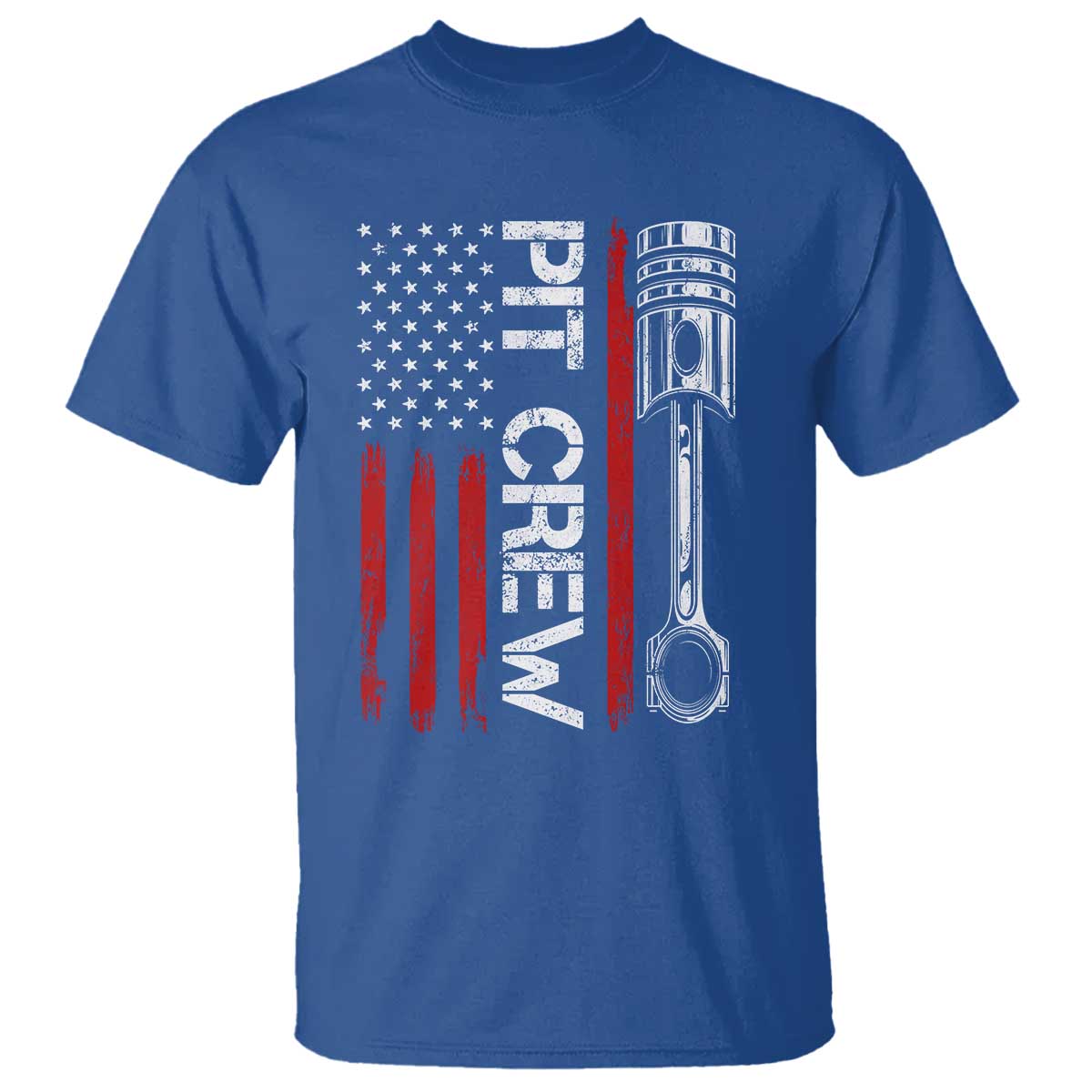 Pit Crew T Shirt Racing Race Car American Flag TS10 Royal Blue Print Your Wear