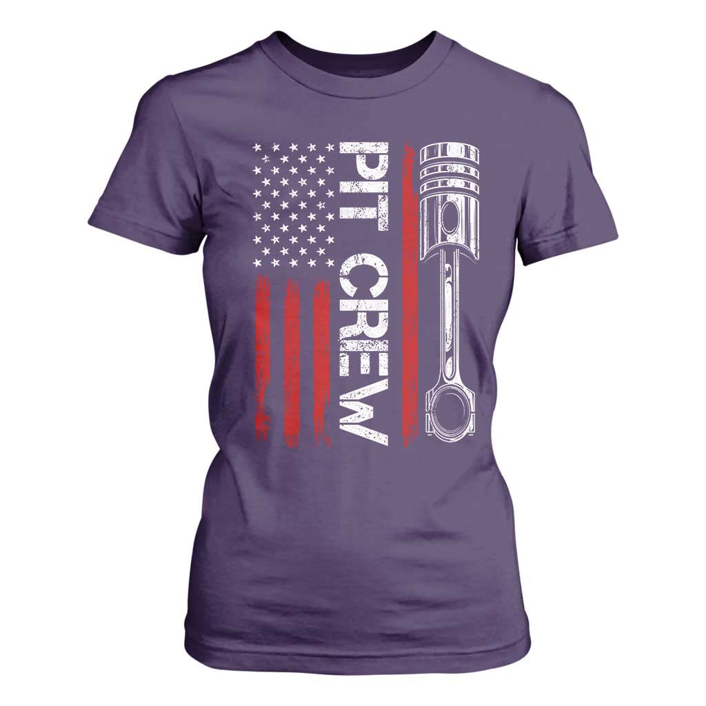 Pit Crew T Shirt For Women Racing Race Car American Flag TS10 Purple Print Your Wear