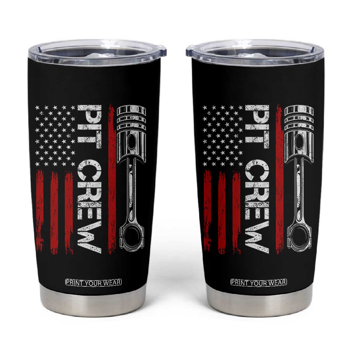 Pit Crew Tumbler Cup Racing Race Car American Flag TS10 Black Print Your Wear