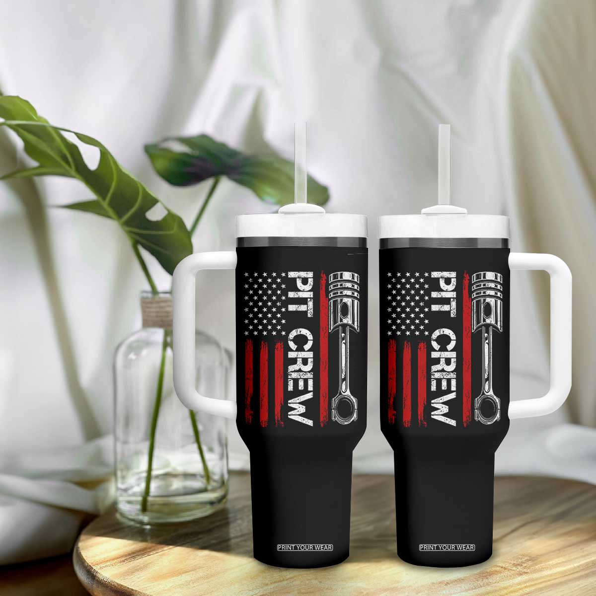 Pit Crew Tumbler With Handle Racing Race Car American Flag TS10 Print Your Wear