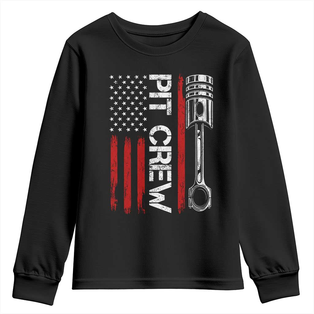 Pit Crew Youth Sweatshirt Racing Race Car American Flag TS10 Black Print Your Wear