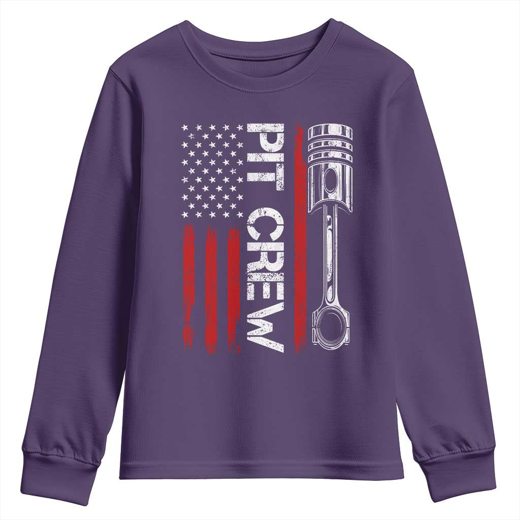 Pit Crew Youth Sweatshirt Racing Race Car American Flag TS10 Purple Print Your Wear