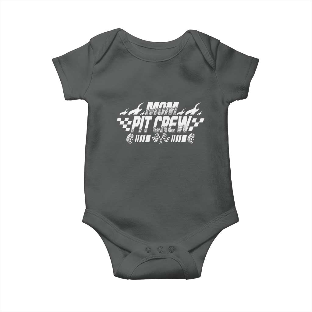 Mom Pit Crew Baby Onesie Race Car Family Racing Birthday Hosting Parties TS10 Dark Heather Print Your Wear