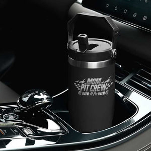 Mom Pit Crew Flip Straw Tumbler Race Car Family Racing Birthday Hosting Parties TS10 Print Your Wear
