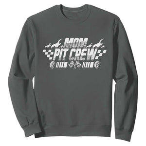 Mom Pit Crew Sweatshirt Race Car Family Racing Birthday Hosting Parties TS10 Dark Heather Print Your Wear